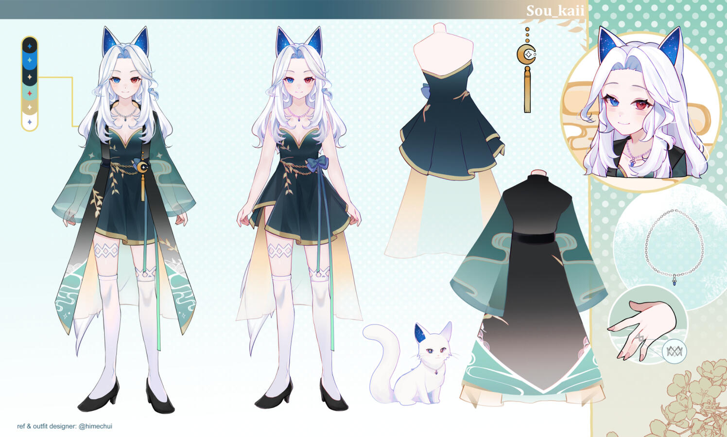 Character design (Vtuber Model Base) / Reference Sheet / Vtuber Model Art / L2D Rig : Hime | Client : sou_kaii