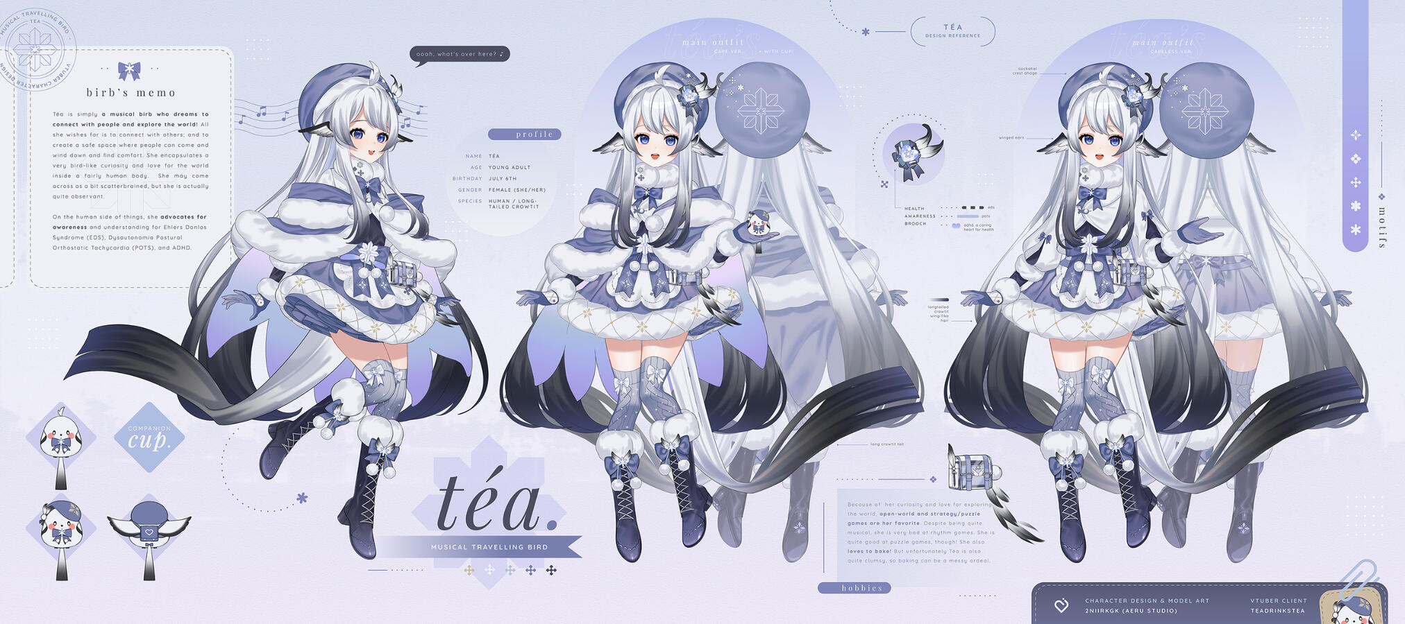 Character design (Non-Vtuber Model Base) / Reference Sheet / Vtuber Model Art : nii | Client : Teadrinkstea